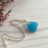 Electric Turquoise Sea Glass Necklace