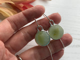 Sea Glass Yellow Cat's Eye Marble Threader Earrings