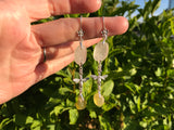 Chandelier Earrings - White and Yellow Sea Glass Bee Earrings