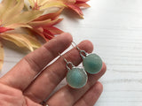 Sea Glass Marble Earrings - Aqua Cat's Eyes