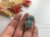 Sea Glass Marble Earrings - Aqua Cat's Eyes