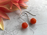 Mudlark bead earrings - orange colour earrings, sterling silver