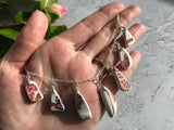 Sea Pottery Red Pattern Necklace, 18" sterling silver
