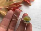 Sea Glass Marble necklace - Yellow cat's eye