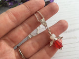 Guardian Angel Bead Pendant, Red and White Sterling Silver Mudlarking Beads , Fairy