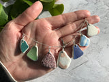 Scottish Beach Pottery Rainbow Necklace, 18" Sterling Silver