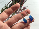 Spanish Sea Glass - Blue Dangling Dot Design Earrings