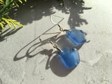 Blue Sea Glass Earrings - Dangling