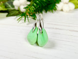 Jadeite Milk Sea Glass Wave Earrings, Sterling Silver
