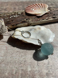 Y Necklace Japanese Sea Glass Marble, Aqua Beach Glass, Sphere Pendant