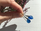 Spanish Sea Glass - Blue Wave Design Earrings