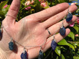 Spanish Blue Bonfire Sea Glass Necklace 22” Sterling