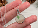 Japanese Sea Glass Ohajiki, Flat Marble Necklace, white green