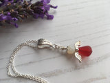 Guardian Angel Bead Pendant, Red and White Sterling Silver Mudlarking Beads