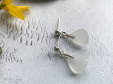 Studs - White Sea Glass And Sterling Silver