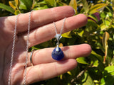 Spanish Blue Bonfire Sea Glass Necklace Sterling