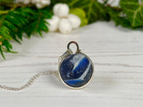 Blue Wave Beach Glass Marble Necklace, Seaham Sea Glass