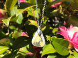 Yellow Black Flower Scottish Sea Pottery Pendant