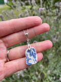Blue Willow Pagoda Scottish Sea Pottery Pendant set in Sterling Silver