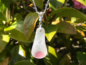 Cumbria Pink Sea Glass Necklace Sterling Silver Minimalism