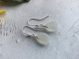 Dot Design Earrings White Sea Glass Sterling Silver