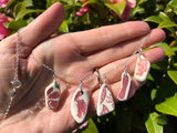 Sea Pottery Red Pattern Necklace, 18" sterling silver