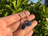 Scottish Blue Sea Glass Clip on Earrings - Sterling Silver