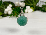 Japanese Sea Glass Marble Necklace, Teal Beach Glass, Sphere Pendant
