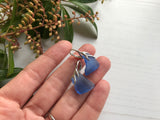 Blue Scottish Sea Glass Earrings on Leverback Design Sterling Silver
