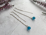 Sea glass bead earrings - turquoise - sterling silver threader earrings