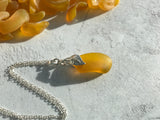 Yellow Sea Glass Flower Necklace - Spanish sea glass pendant