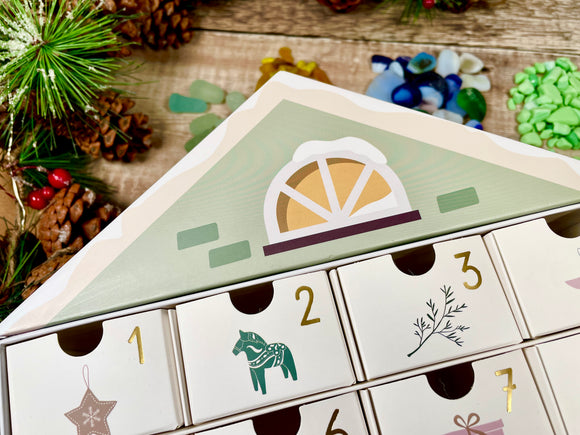 Sea Glass Advent Calendar 24 Days - 2 Pieces of Jewellery & Mudlarking Treasures