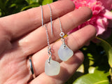 Opalescent Sea Glass Threader Earrings