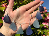 Statement Blue Ocean Multi Pendant Sea Glass Necklace 18"
