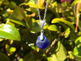 Spanish Blue Bonfire Sea Glass Necklace Sterling
