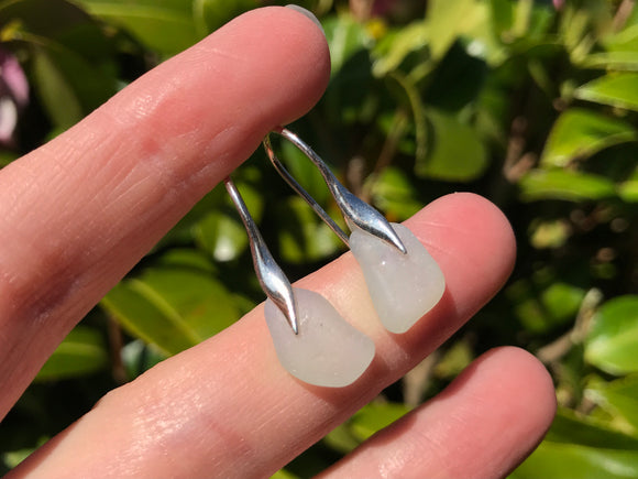 Waves - Opalescent sea glass earrings, opaque