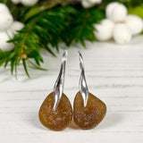 Wave Earrings - Sterling Silver And Brown Sea Glass