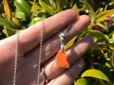 Scottish Layered Orange Flash Sea Glass Necklace Sterling Silver