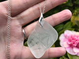 Victorian Privacy Sea Glass Pendant Sterling Silver Textured