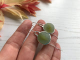 Sea Glass Yellow Cat's Eye Marble Threader Earrings