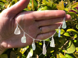 Scottish Sea Glass Necklace, White Seafoam Lavender Blue 18”Sterling Silver