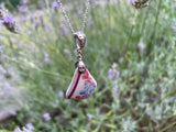 Red Blue Scottish Spongeware Pendant set in Sterling Silver