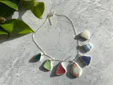 Scottish Beach Pottery Rainbow Necklace, 18" Sterling Silver