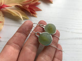 Sea Glass Yellow Cat's Eye Marble Threader Earrings