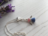 Guardian Angel Bead Pendant, Blue and Pink Sterling Silver Mudlarking Beads , Fairy
