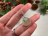 Japanese Sea Glass Ohajiki, Flat Marble Necklace, white green