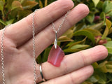 Scottish Pink Sea Glass Necklace Sterling Silver - Wave