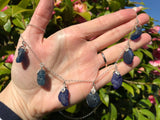 Spanish Blue Bonfire Sea Glass Necklace 22” Sterling