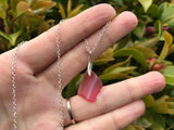 Scottish Pink Sea Glass Necklace Sterling Silver - Wave