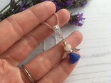 Guardian Angel Bead Pendant, Blue and White, Sterling Silver Mudlarking Beads